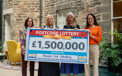 Representatives of Children First and Peoples Postcode Lottery acknowledge funding to develop the first Bairns Hoose