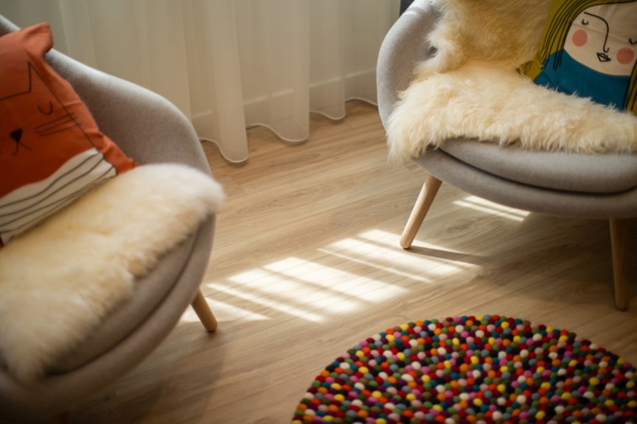 Image of the interview room with detail of seating